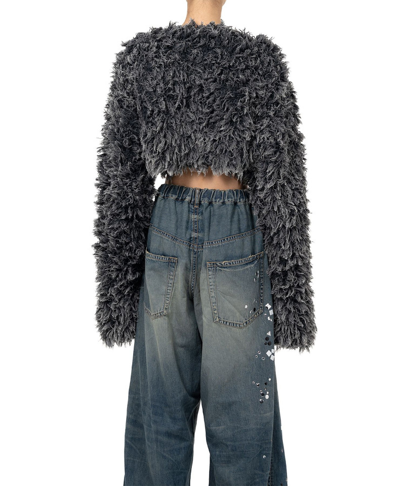 Bleached Shaggy Cropped Knit Sweater 5