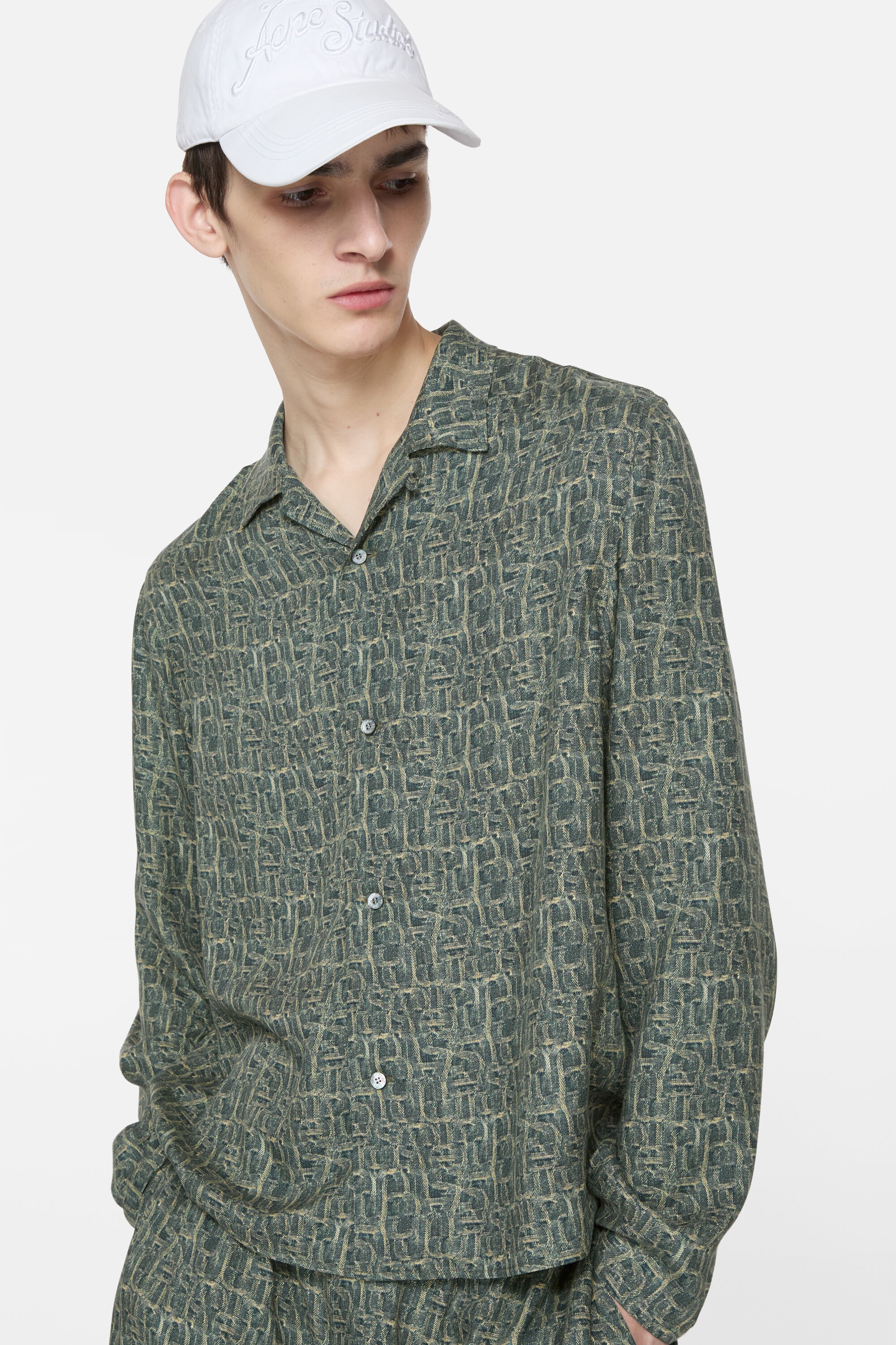 Monogram Button-Up Shirt - Blue multi - 4