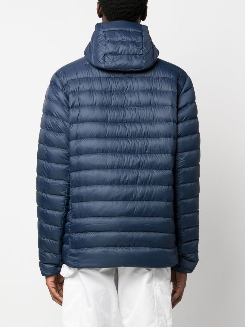 logo-patch hooded down jacket - 4