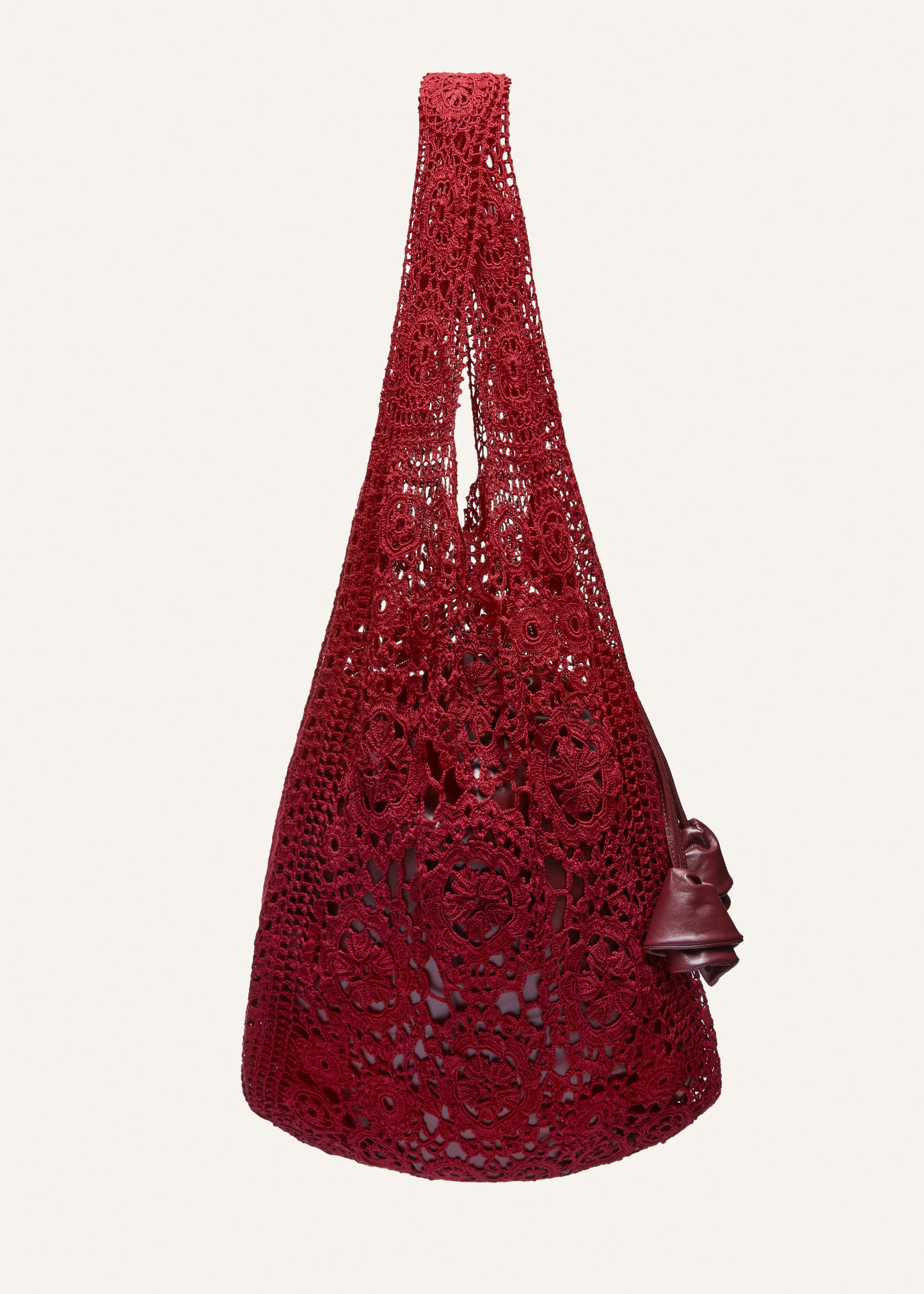 Crochet tote bag in burgundy - 2
