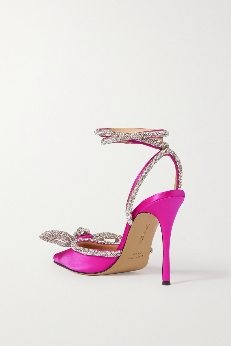Double Bow crystal-embellished silk-satin point-toe pumps 3