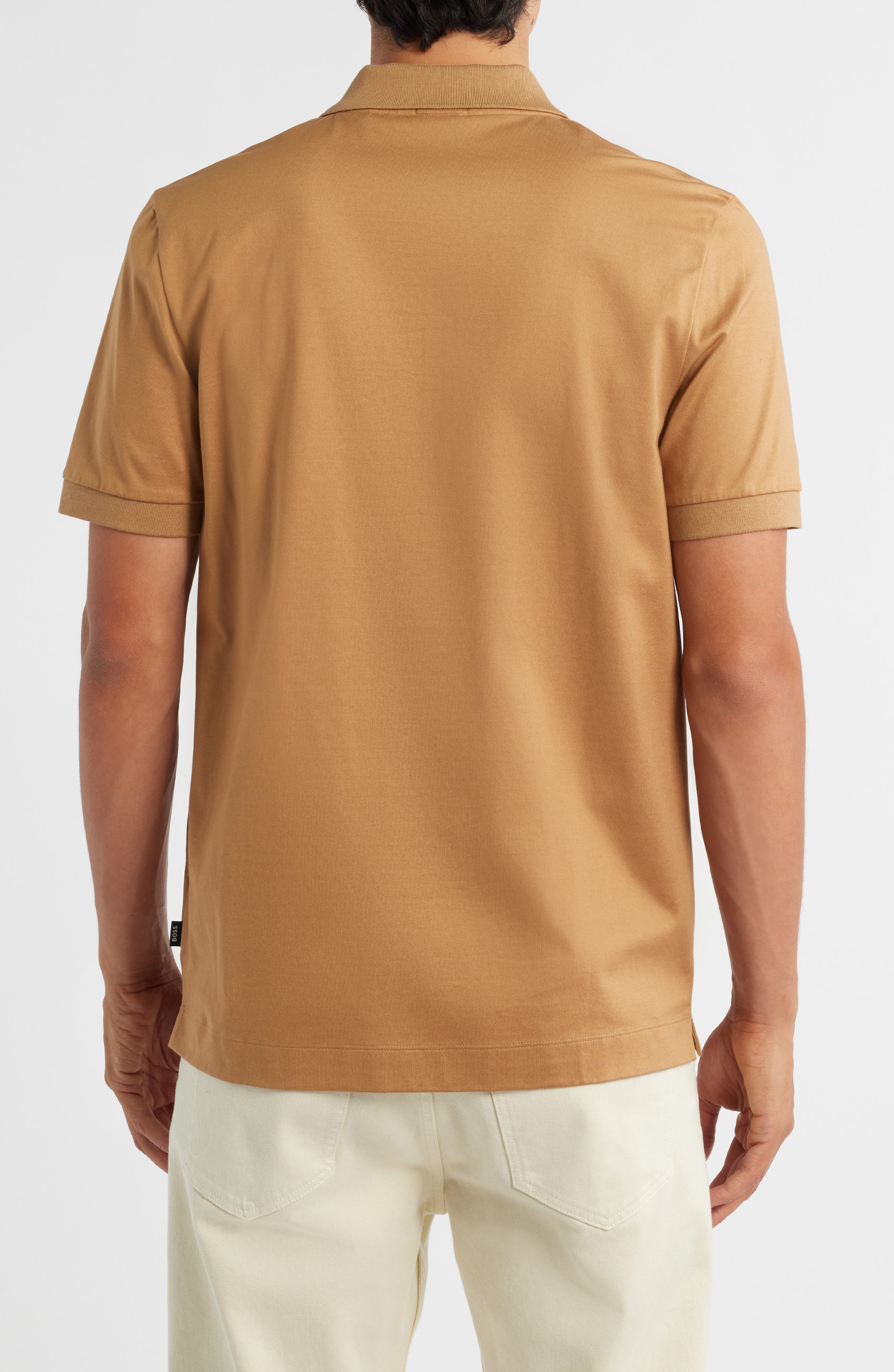 BOSS Paras Quarter Zip Cotton Polo in Medium Beige at Nordstrom - 2