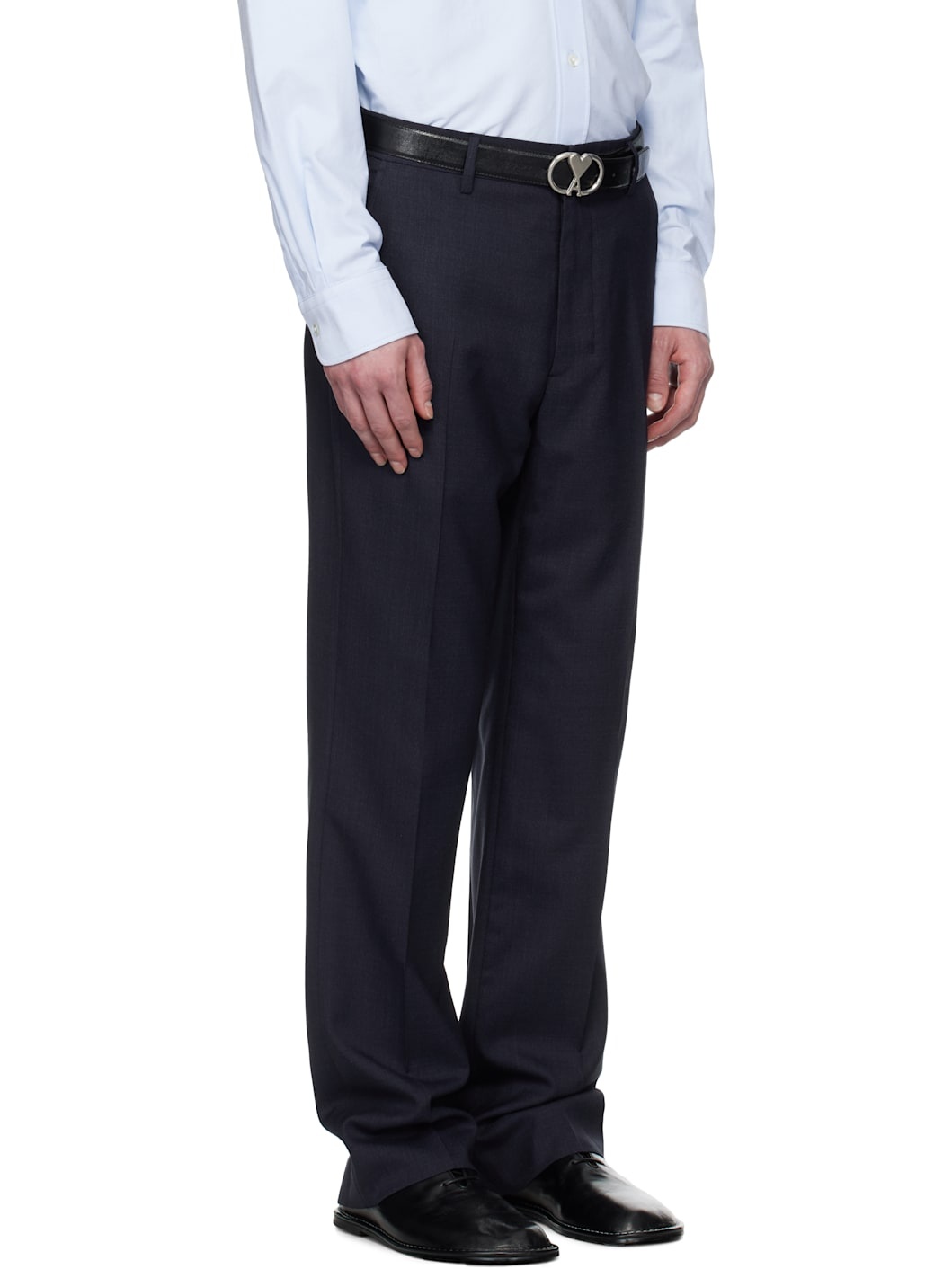 Navy Straight Fit Trousers - 2