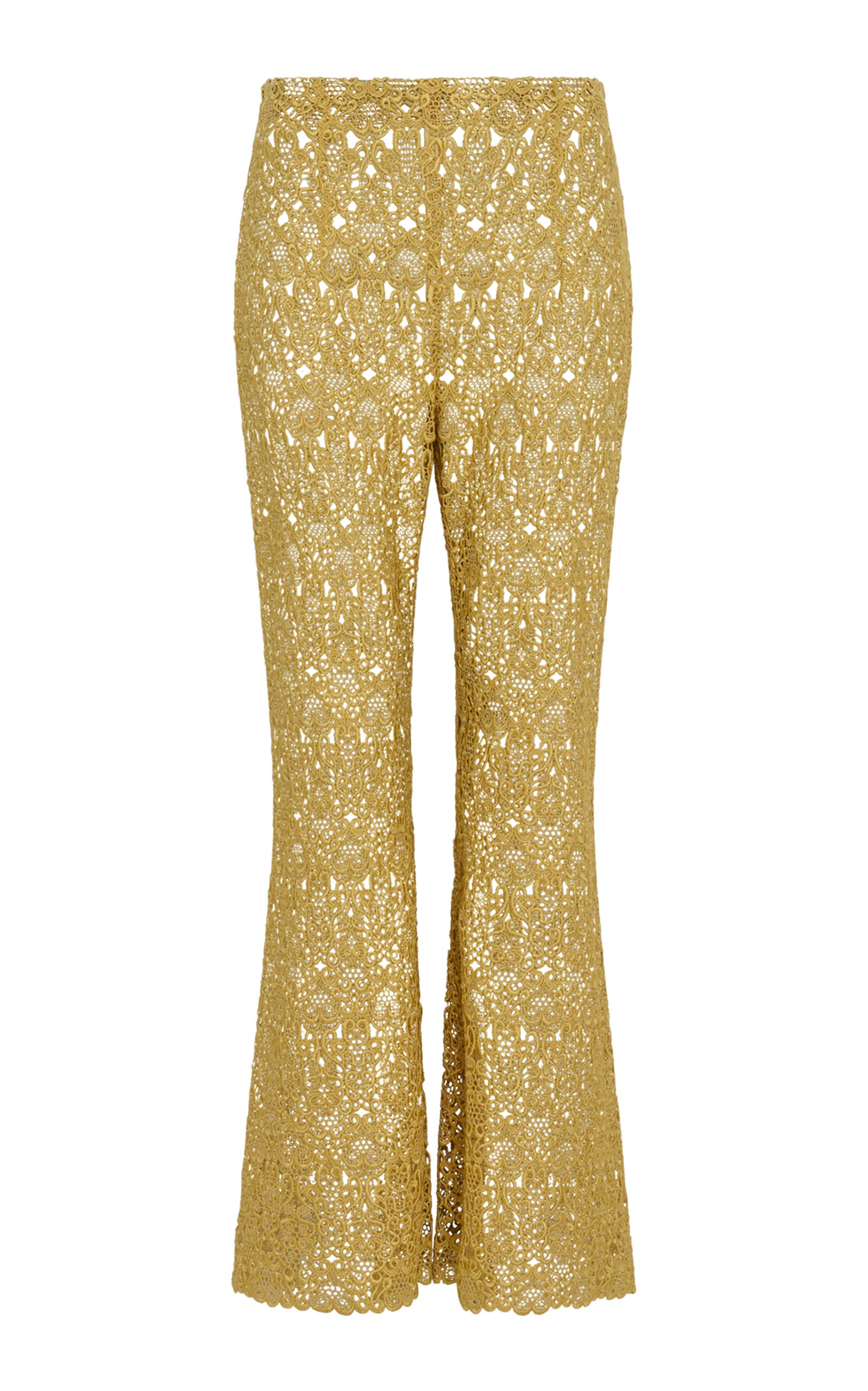 Phoenix Lace Silk-Cotton Flared Pants neutral - 1