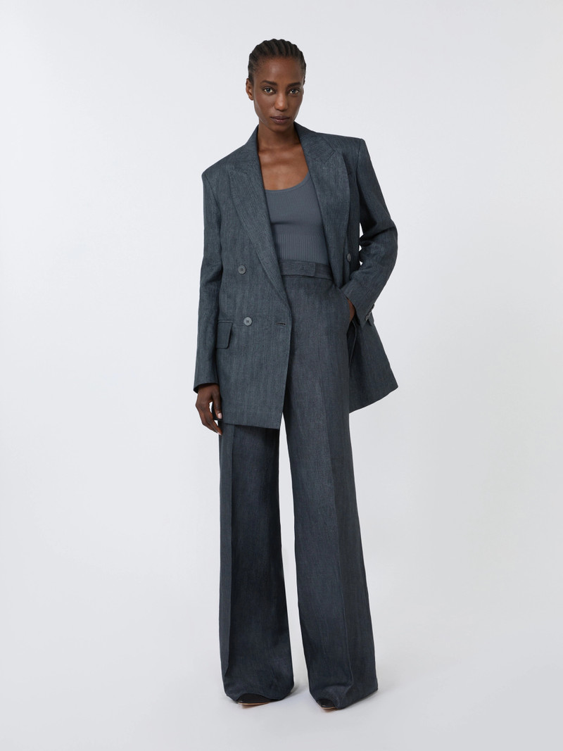 Max Mara OLIMPIA1 Olimpia Jacket in Chevron linen - MEDIUM GREY outlook