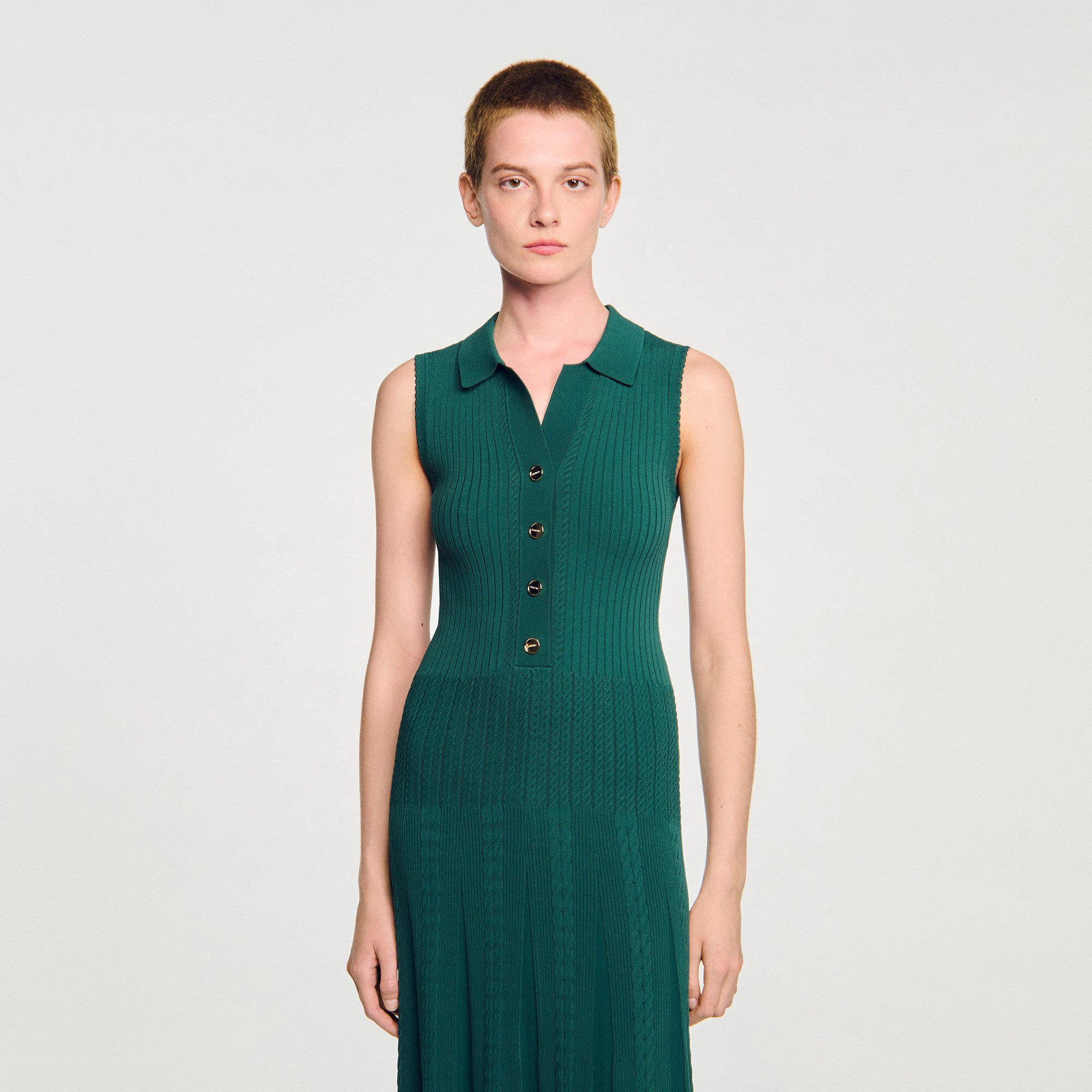 KNIT DRESS WITH POLO NECK - 4