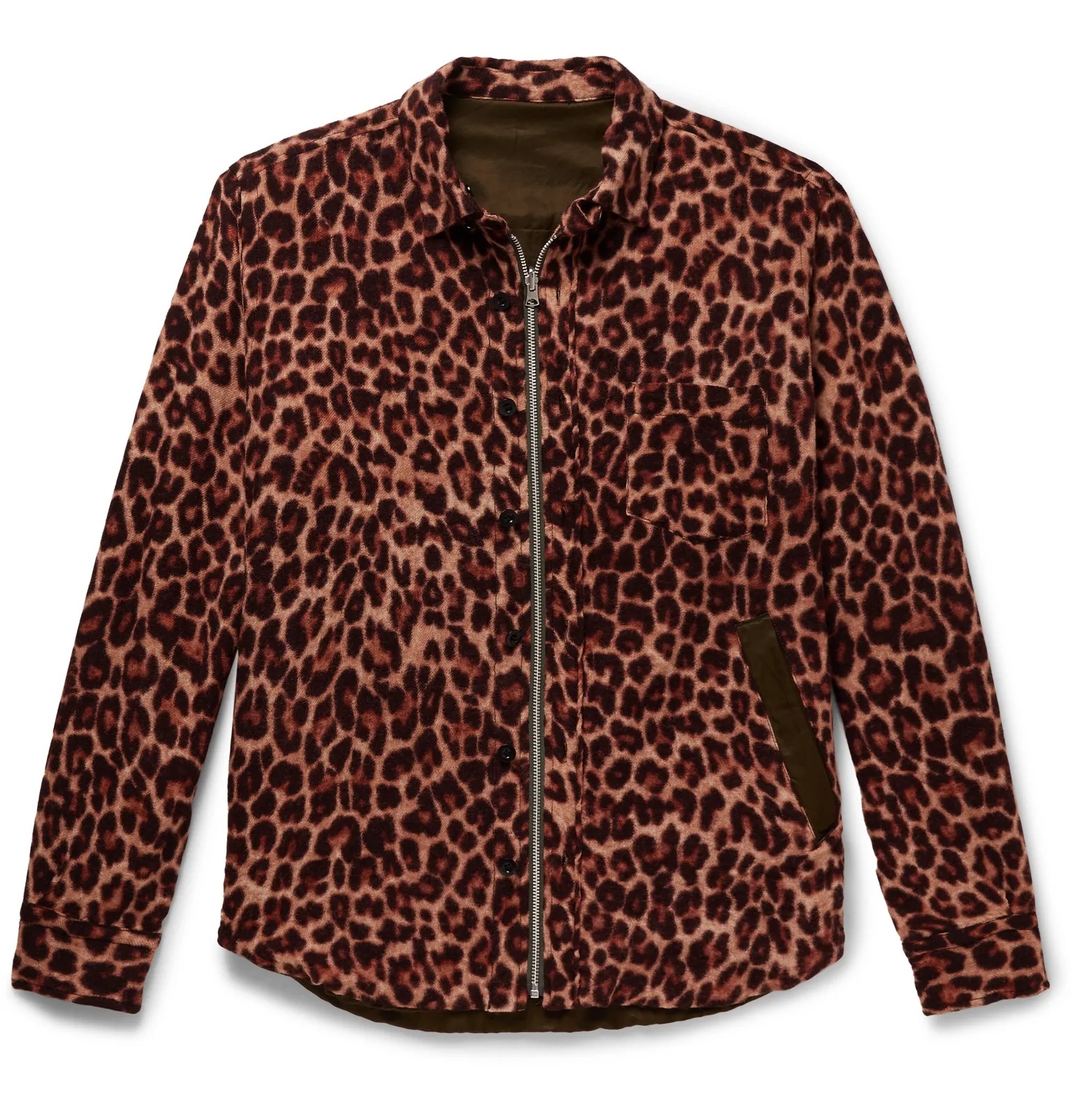 Reversible Leopard-Print Wool and Shell Jacket - 1