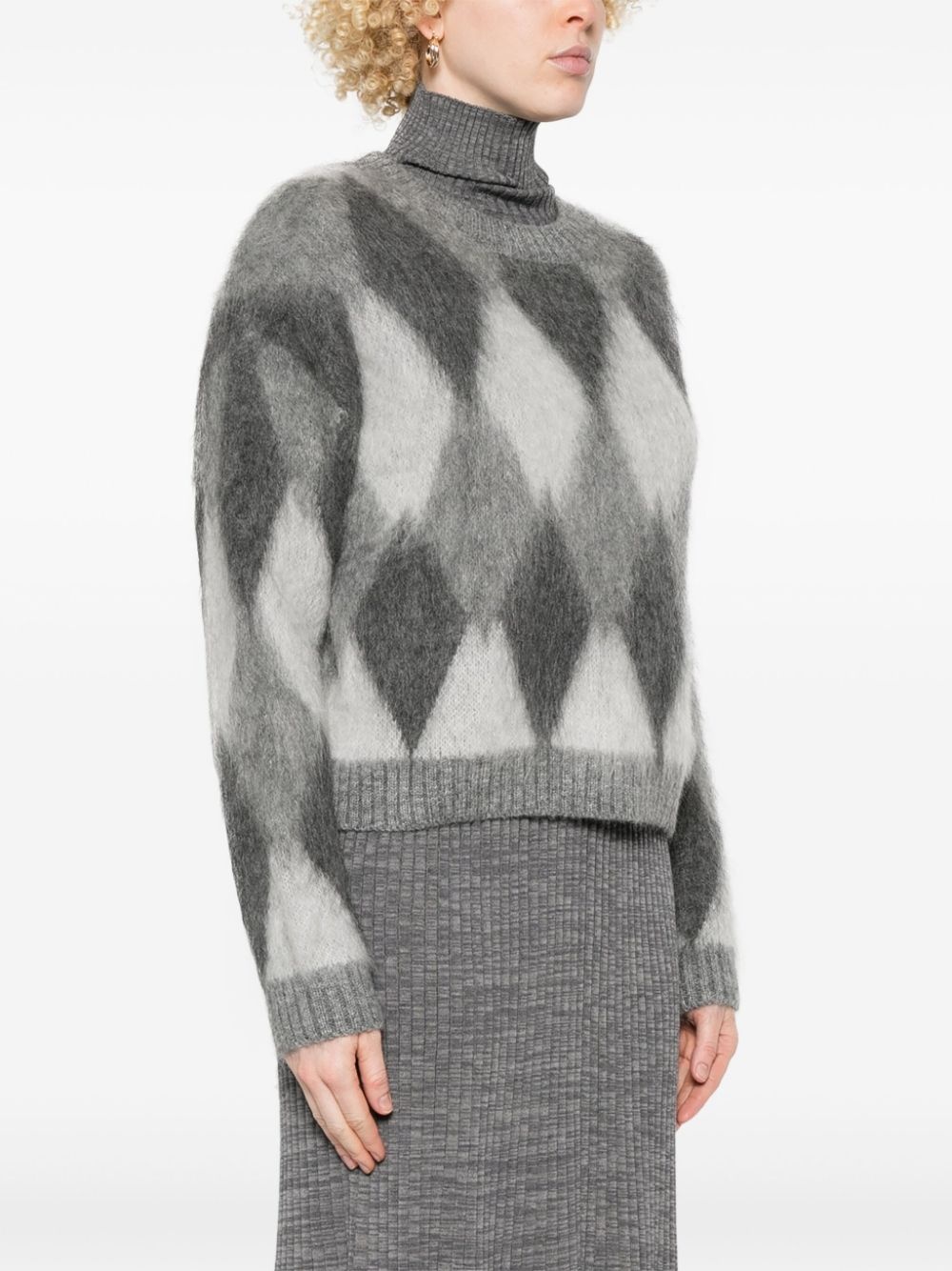 argyle-check sweater - 3