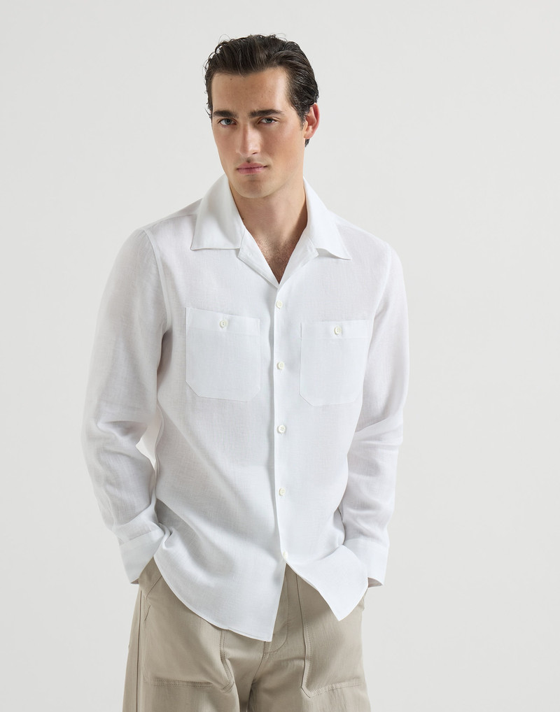 Linen easy fit shirt with chest pockets 4