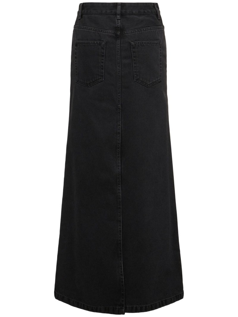 Silya asymmetric waist denim long skirt - 5