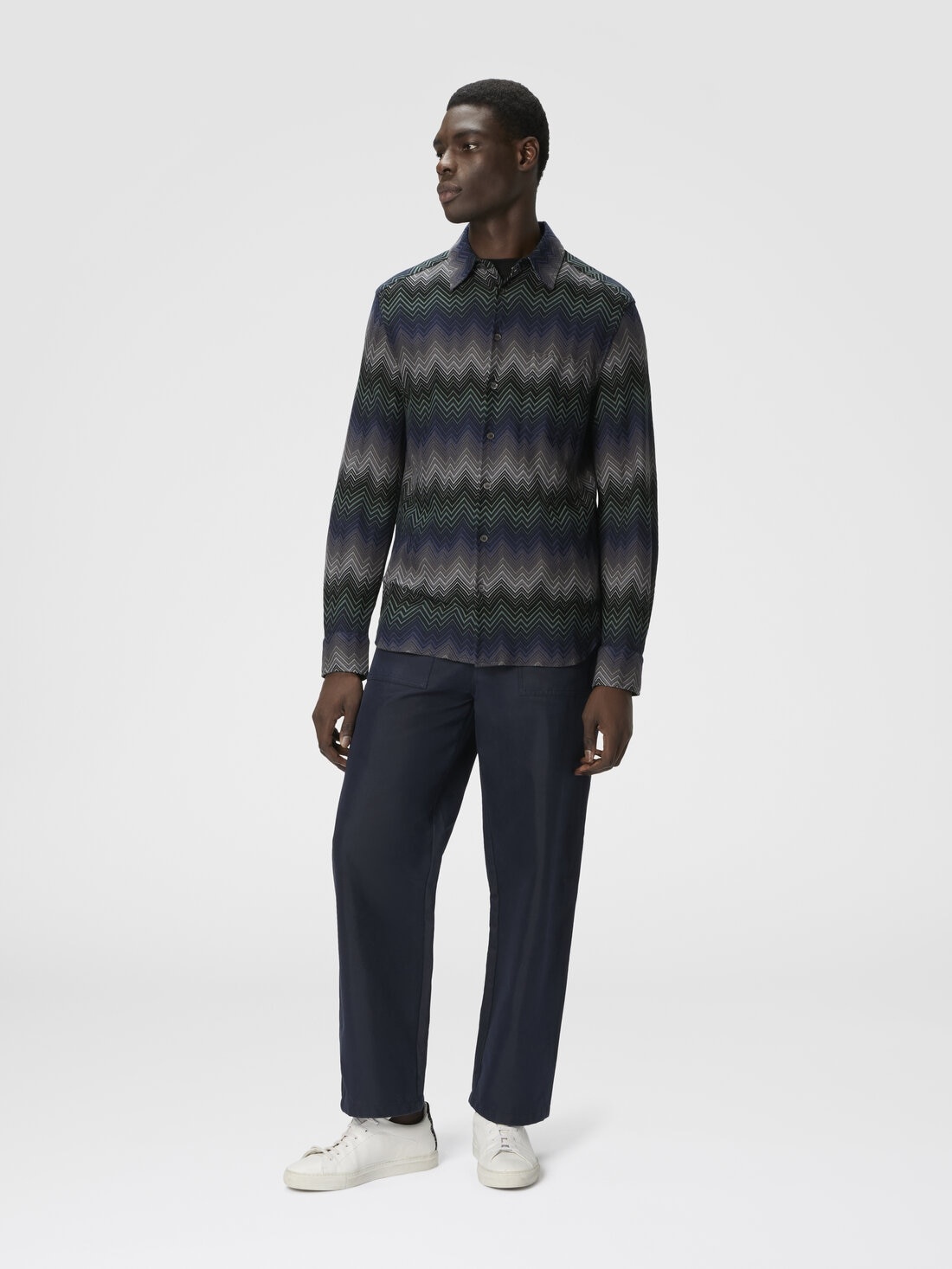 Long Sleeve Shirt with Irregular Zigzag - 2