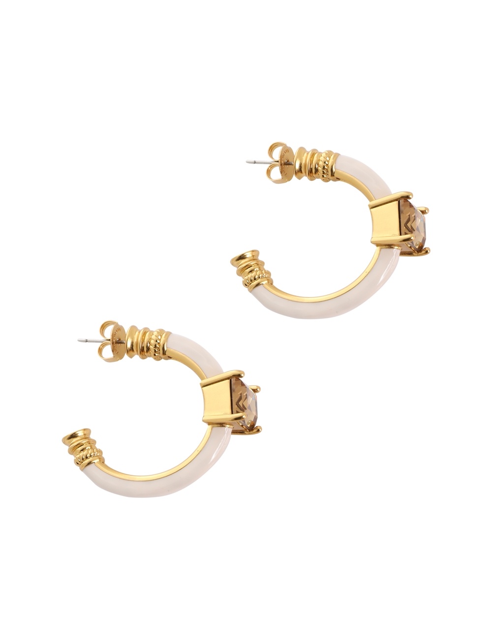 ENAMEL CRYSTAL HOOP EARRINGS - 1