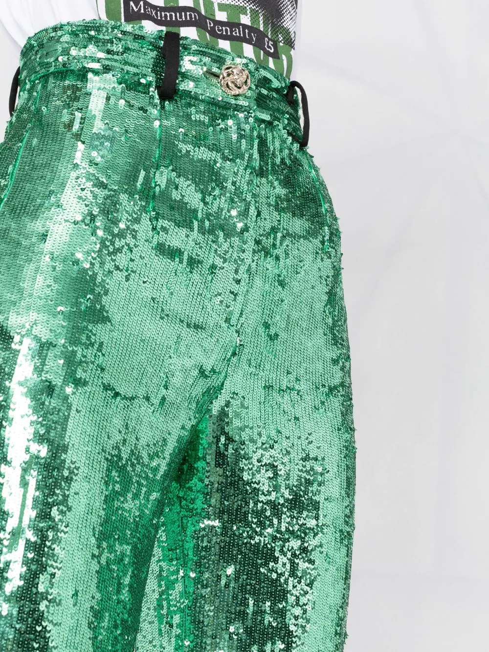 sequin-embellished wide-leg trousers - 3