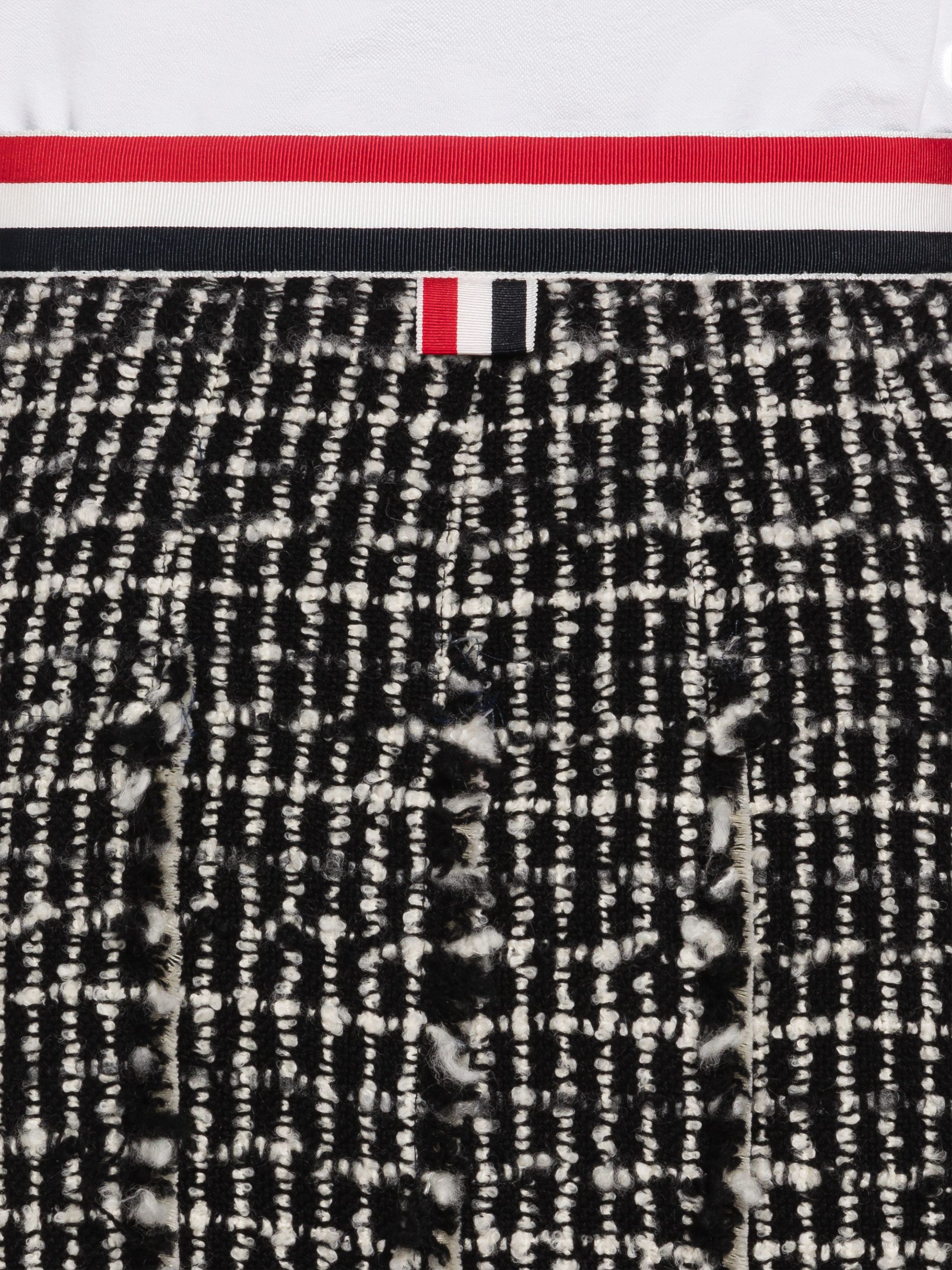Check Cashmere Tweed Pleated Skirt With Inserts - 6