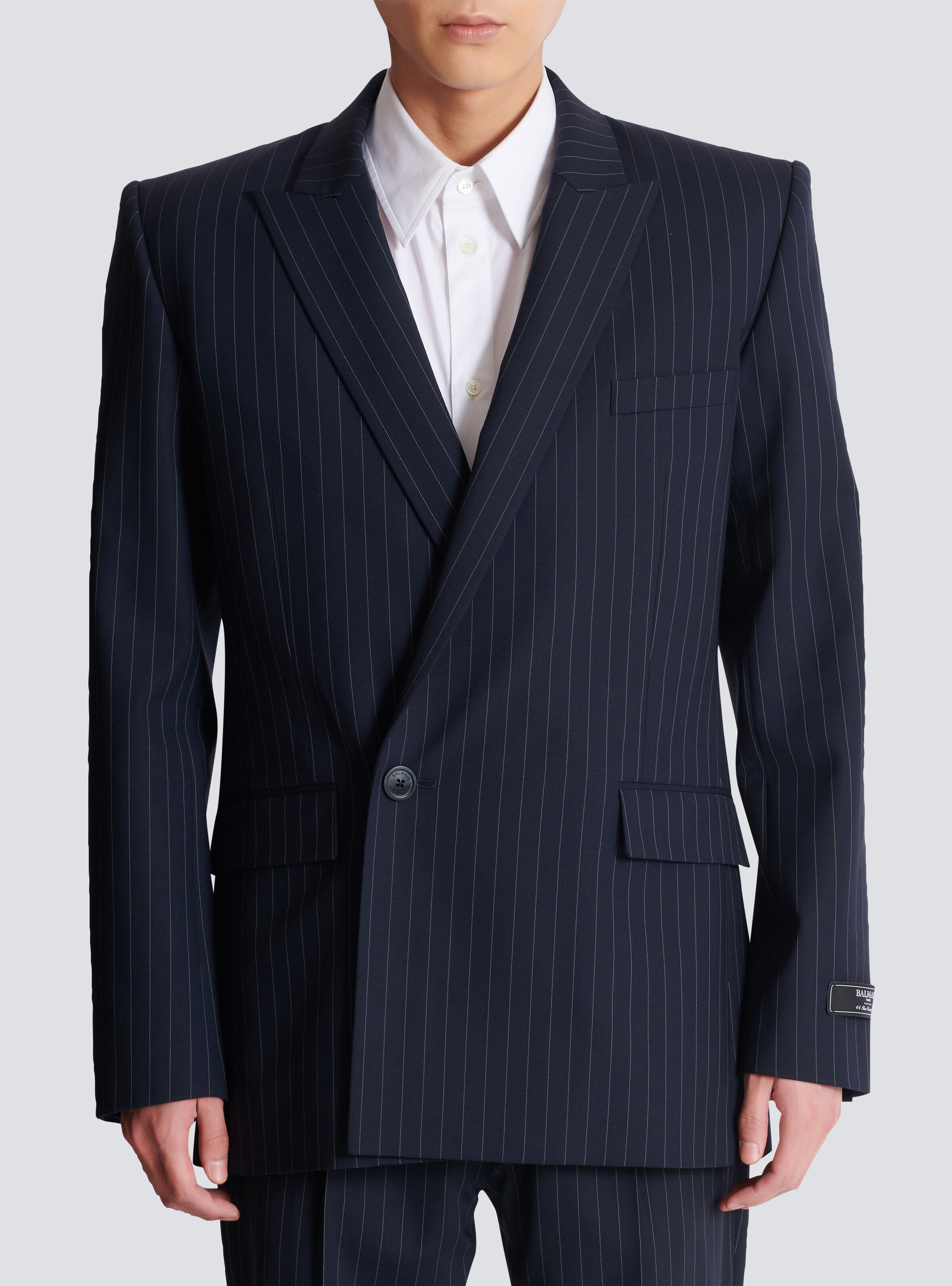 Wool pinstripe blazer - 5