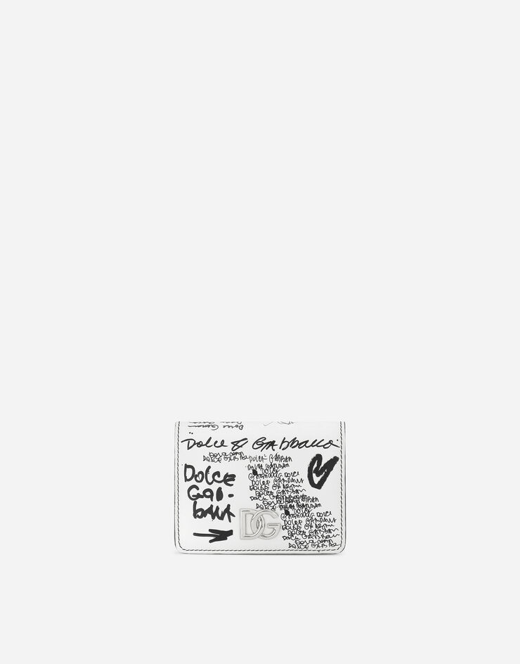 Calfskin wallet with logo print 1