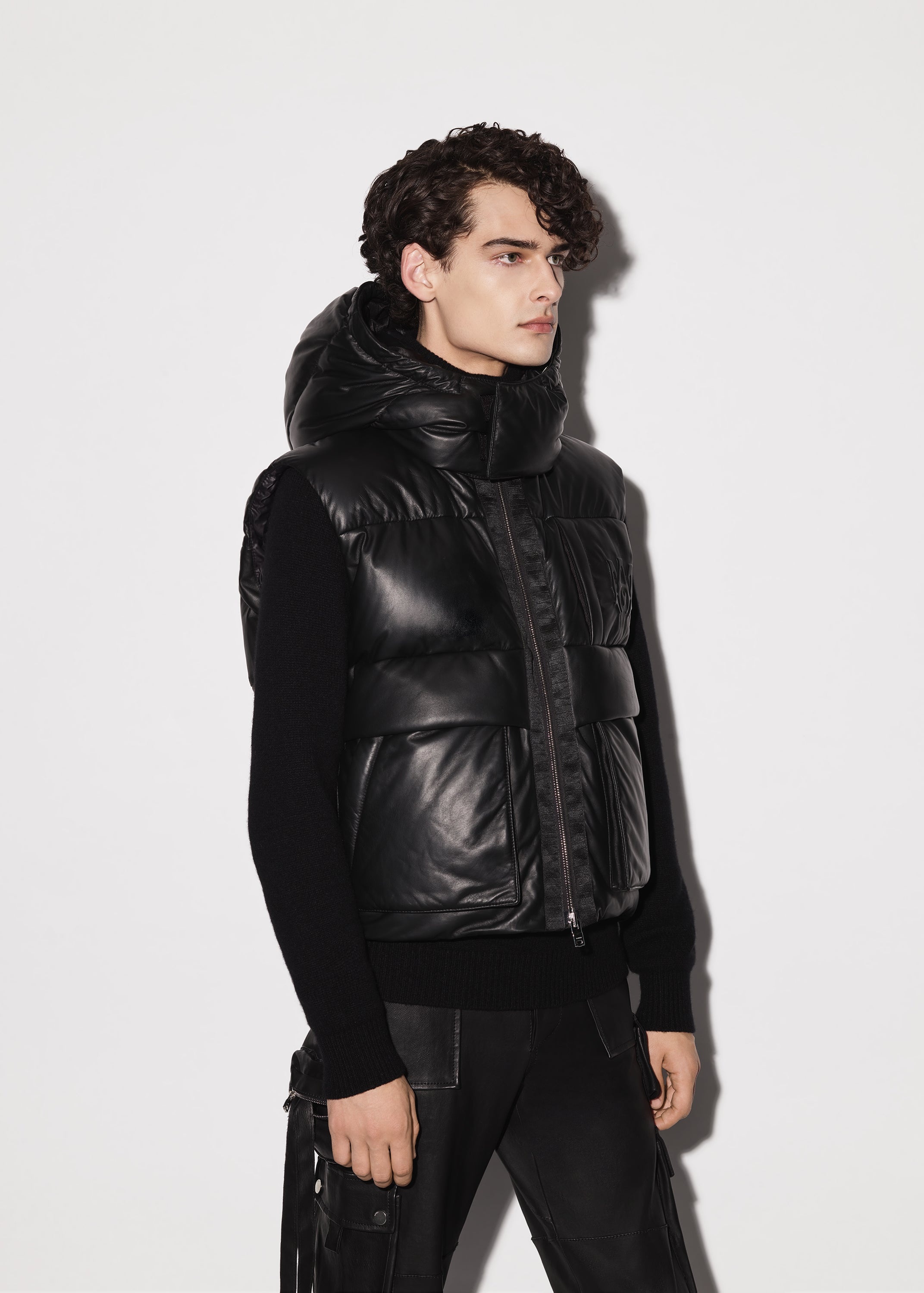 LEATHER DOWN GILET - 5