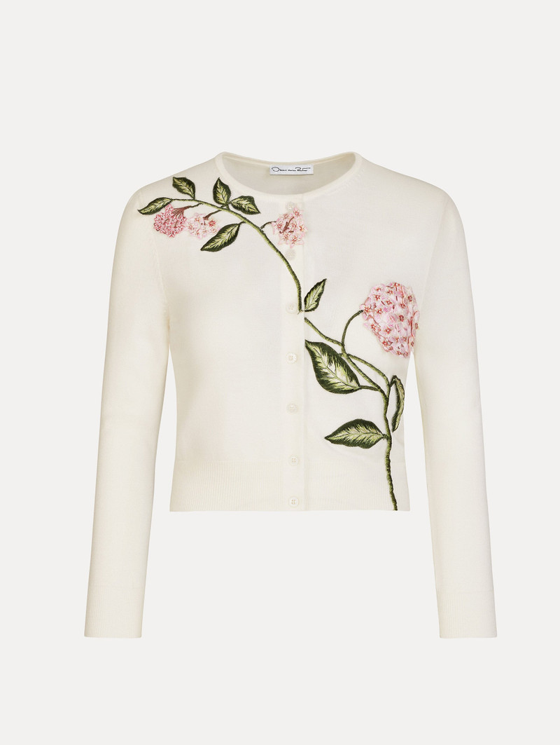 PORCELAIN FLOWER THREADWORK CROPPED CARDIGAN 1
