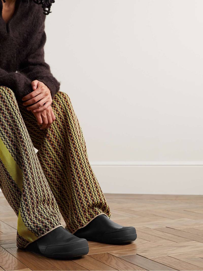 Marni Rubber and Suede-Trimmed Leather Clogs outlook