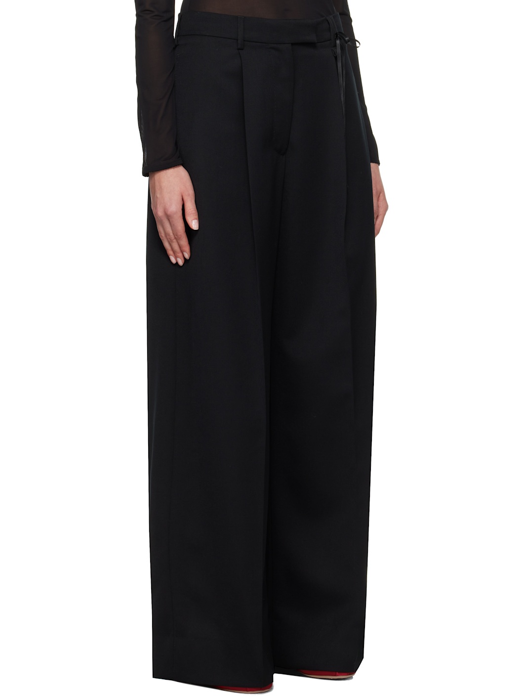 Black Wide Leg Puddle Trousers - 2