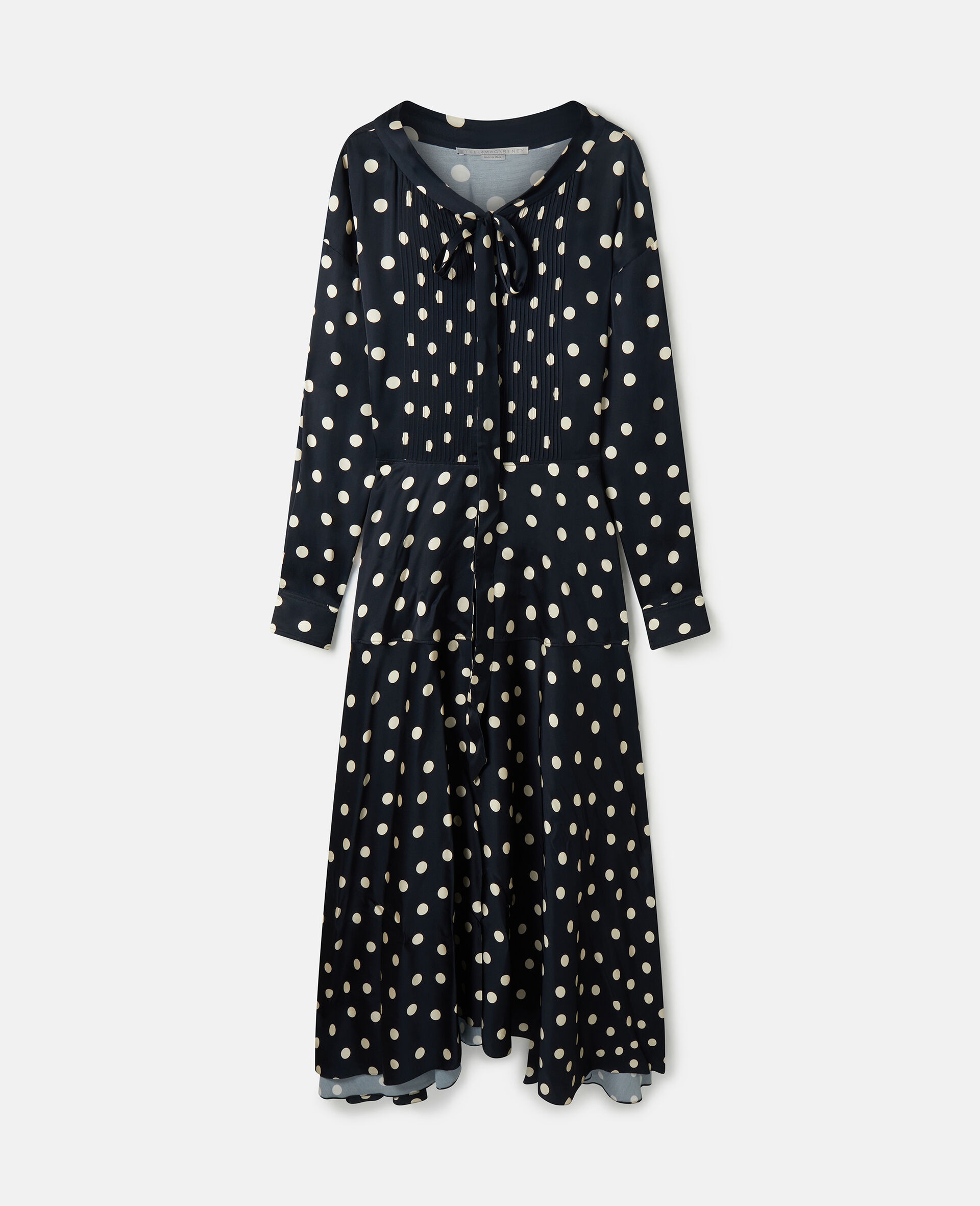 Long-Sleeve Polka Dot Maxi Dress - 1