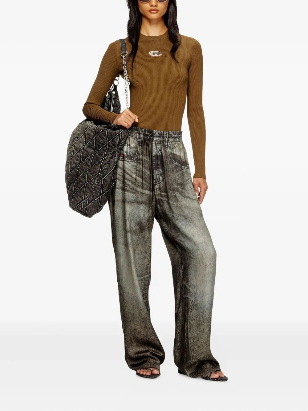 Diesel Women `M-Valari` Rib-Knit Viscose-Blend Top With `Oval D` - 2