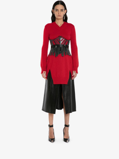 Alexander McQueen Cashmere Corset Stitch Tunic Jumper in Welsh Red outlook