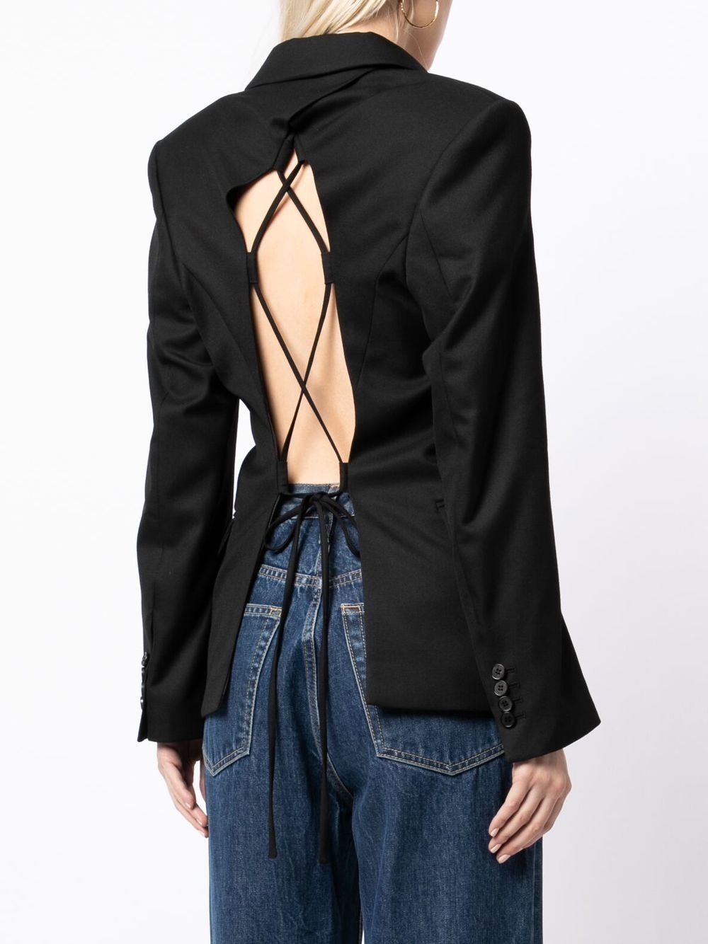 laced open back tailored blazer - 4