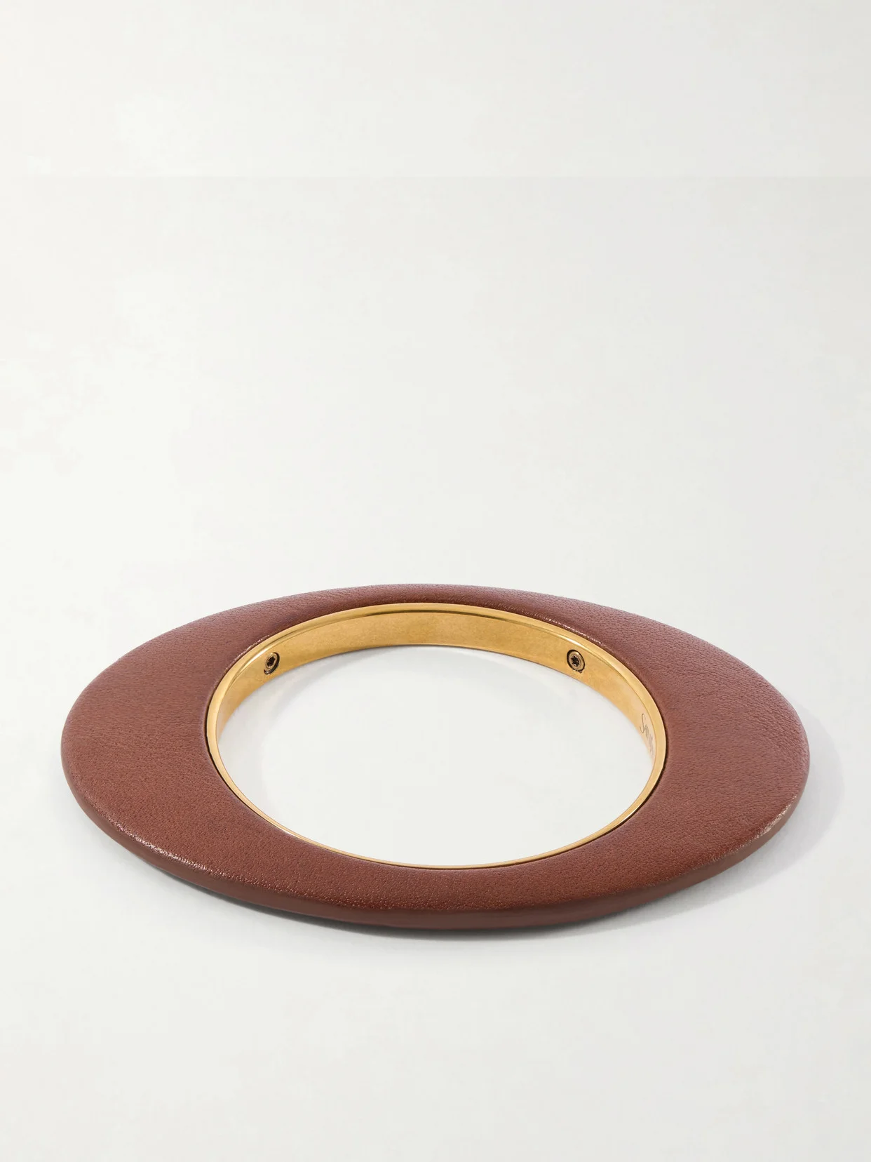 Blade Logo-engraved Gold-tone And Leather Bangle - 1
