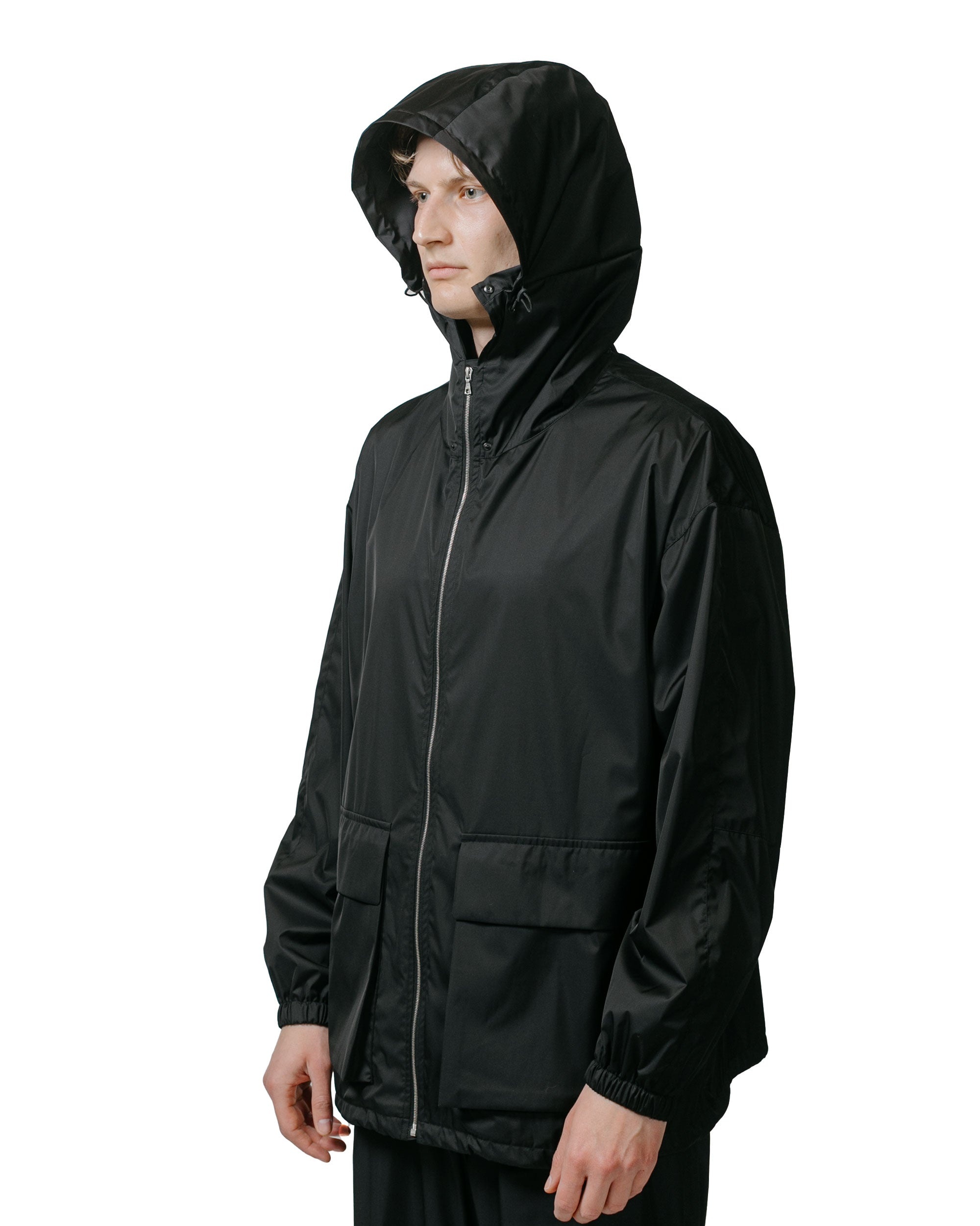 Hard Twist Polyester Satin Laminate Zip Blouson Black - 4