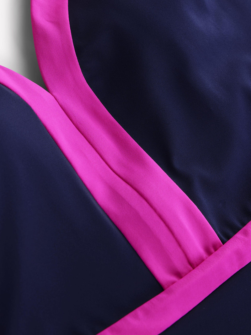 Ios V Panel Swimsuit-Navy, Pink 1