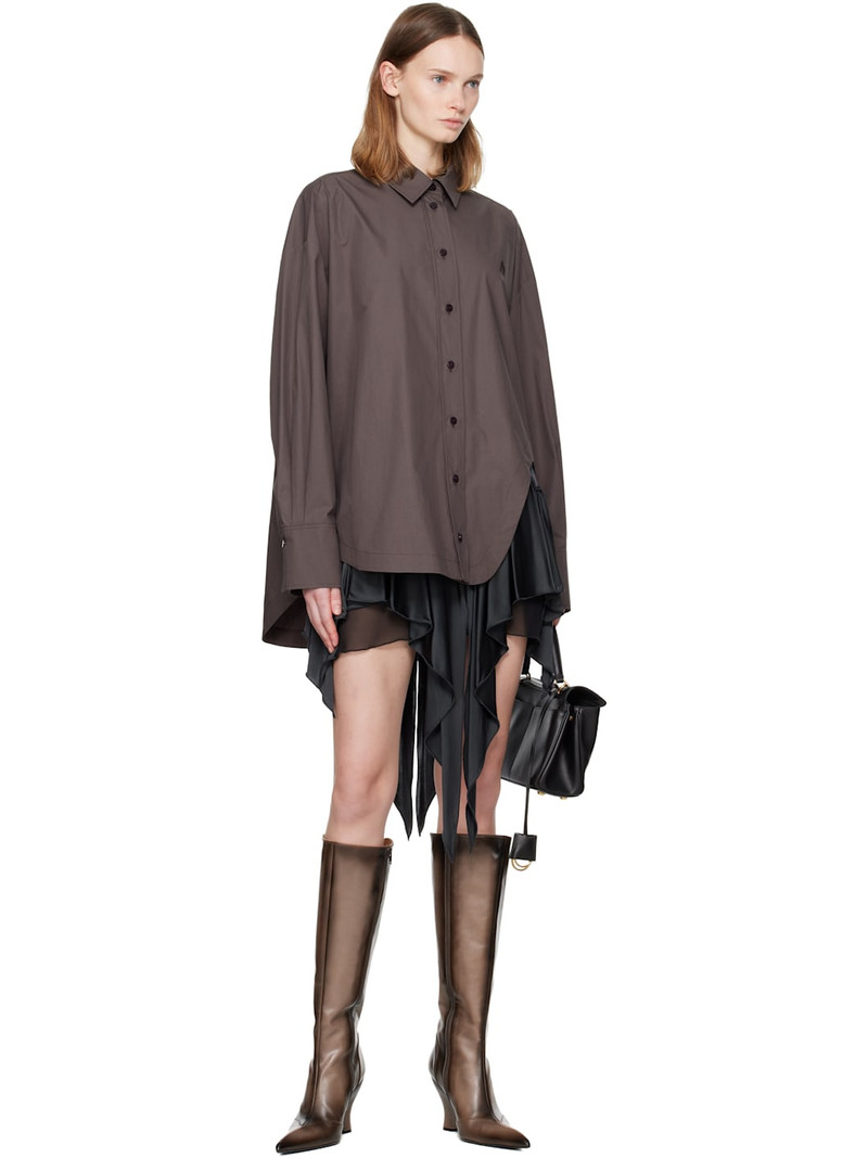 THE ATTICO Gray Shiny Jersey Miniskirt outlook