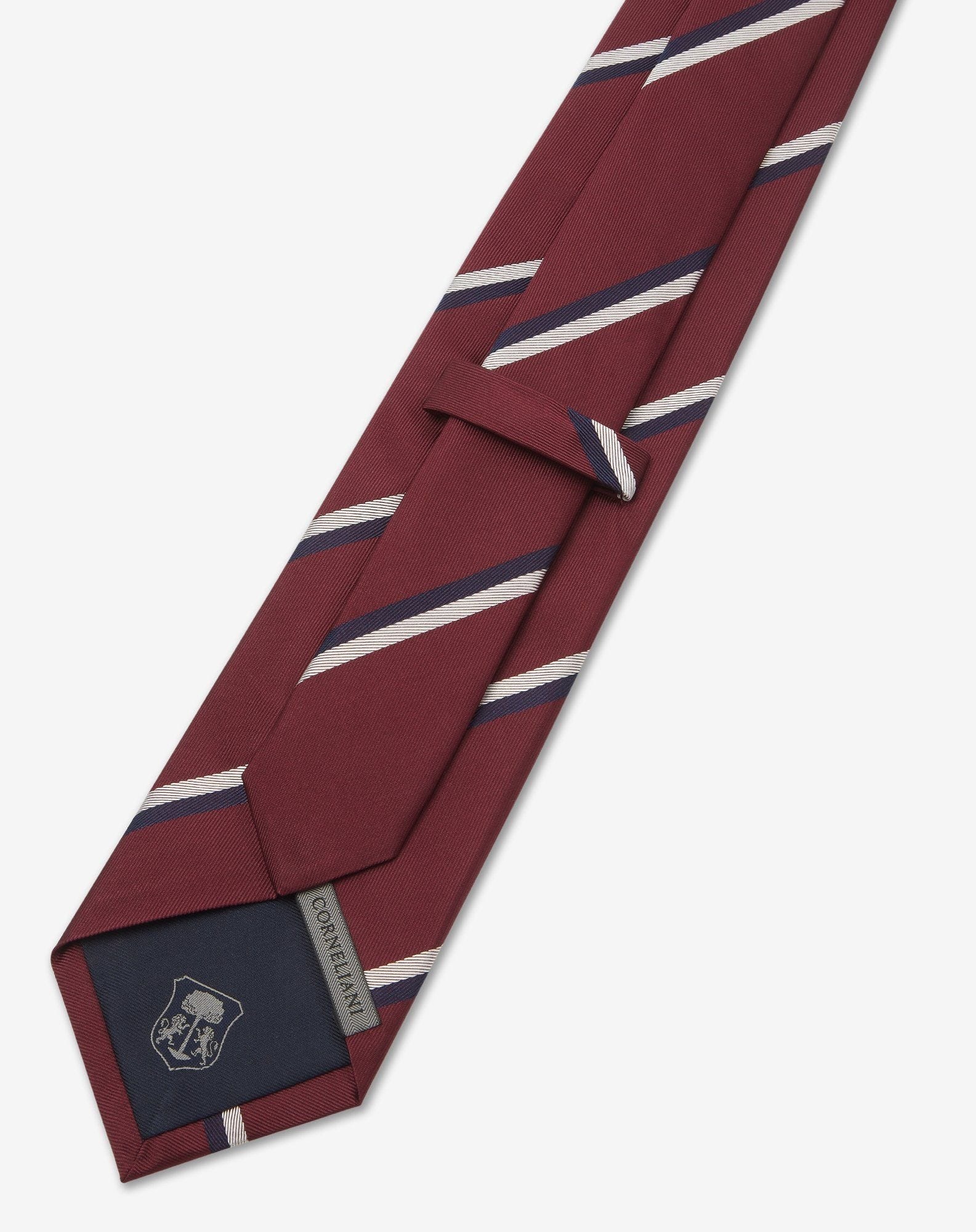 Regimental burgundy silk tie - 3