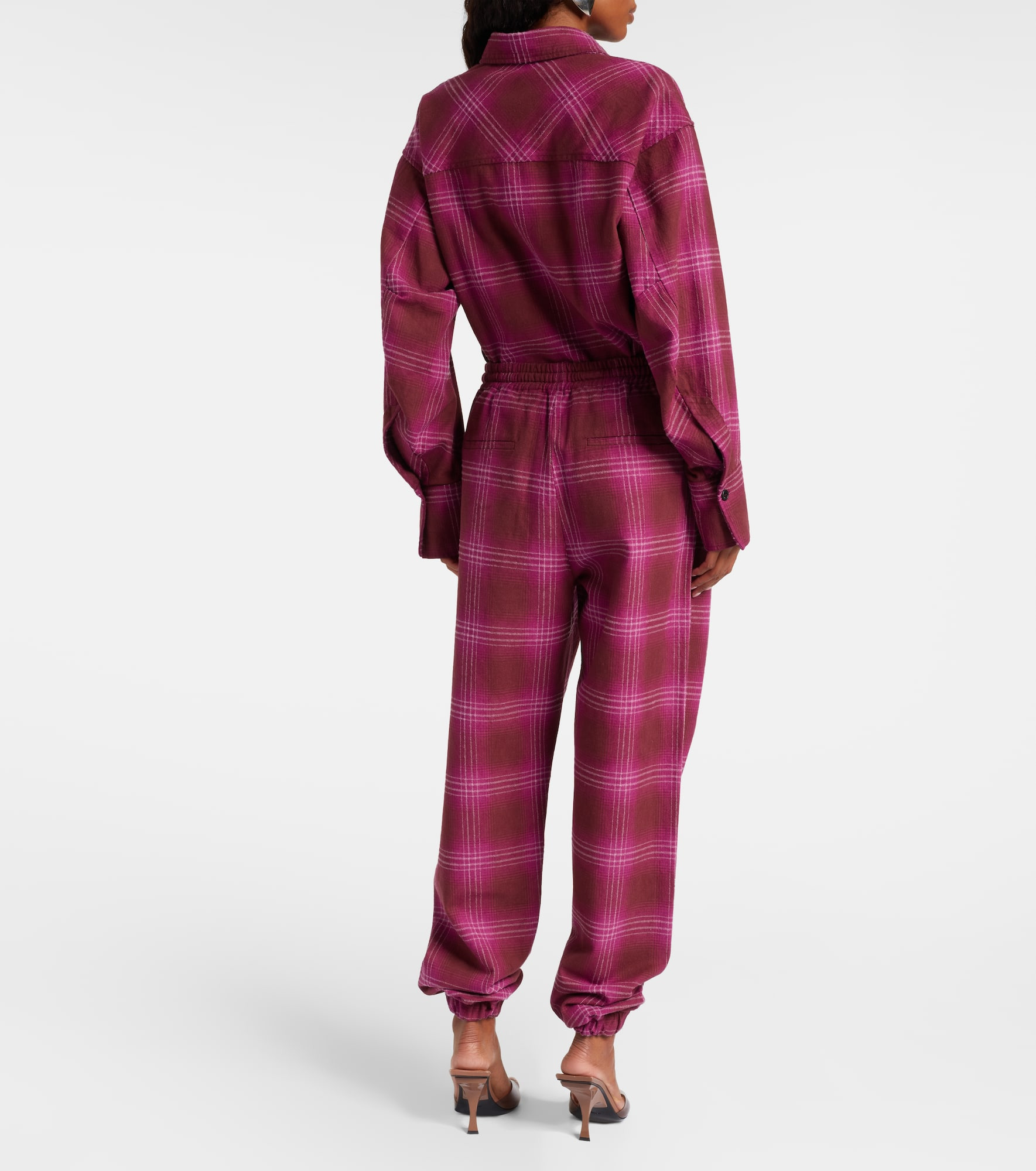 Checked cotton flannel sweatpants - 3