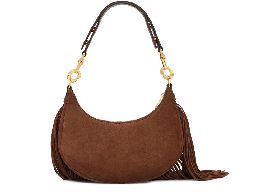 Medium ava strap bag with fringes in suede calfskin - 3