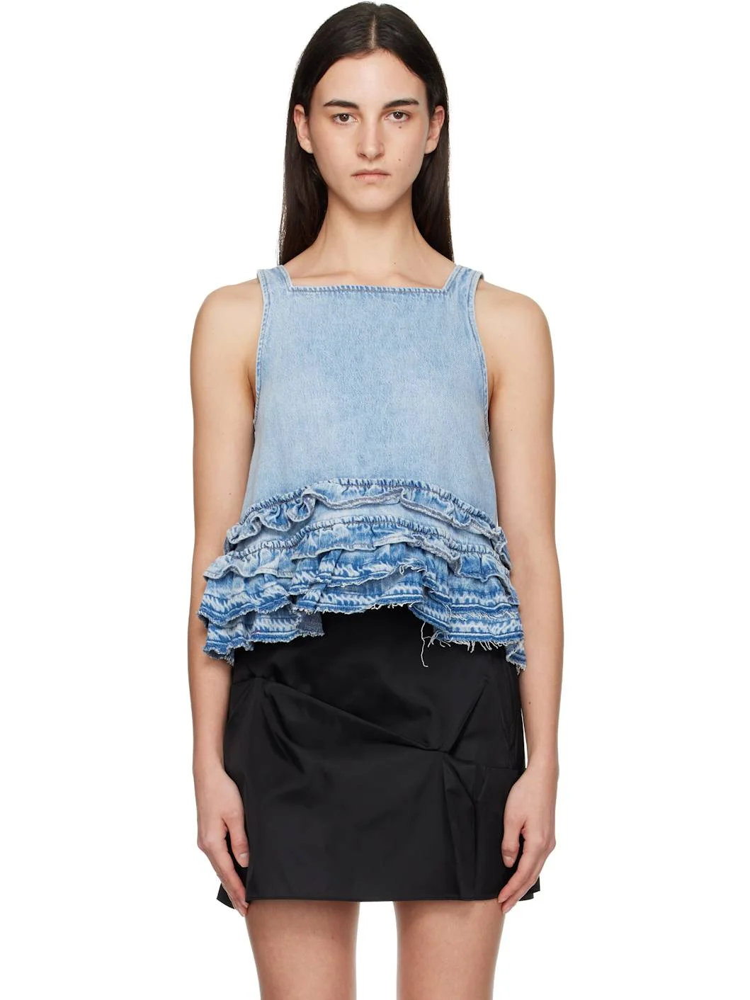 Blue Frill Denim Tank Top - 1