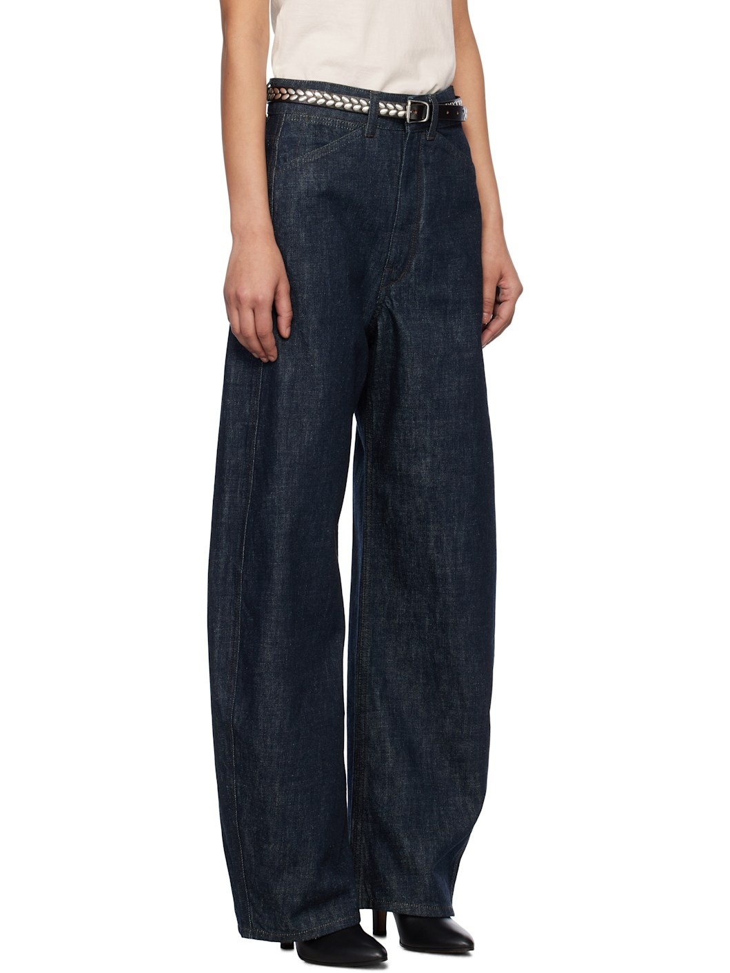 Blue High Waisted Curved Jeans - 2