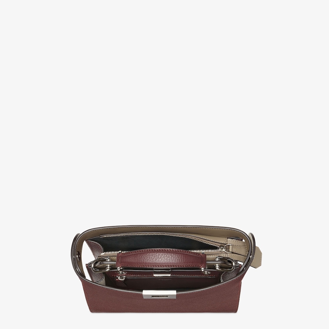Small iconic Peekaboo ISeeU bag, made of dark red Cuoio Romano leather. The interior is organized in - 5