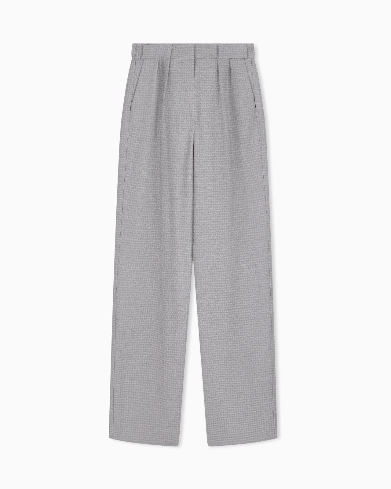 HIGH-WAISTED TROUSERS IN HOUNDSTOOTH VISCOSE AND WOOL - 1