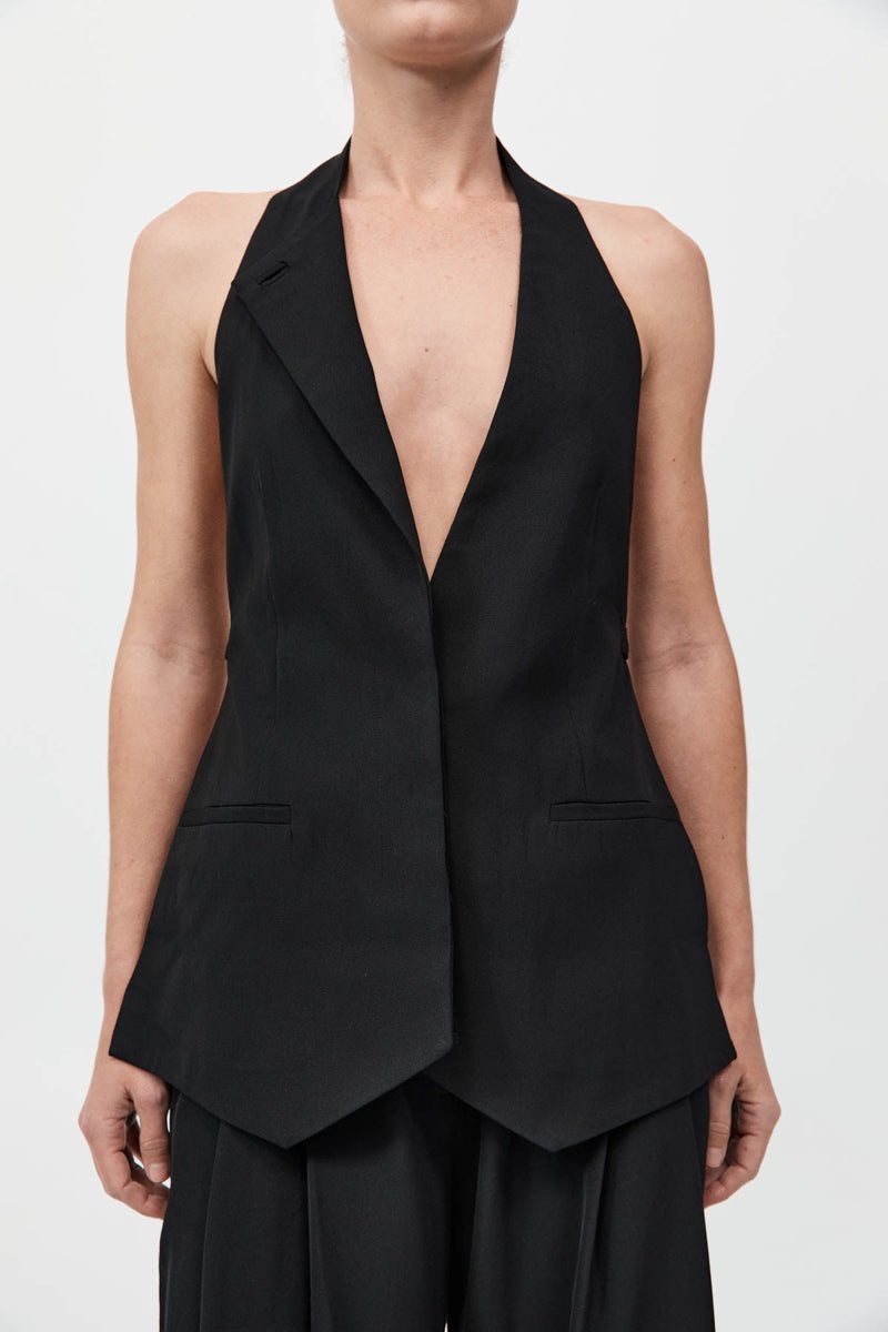 Wool Double Layer Blazer - Black - 6
