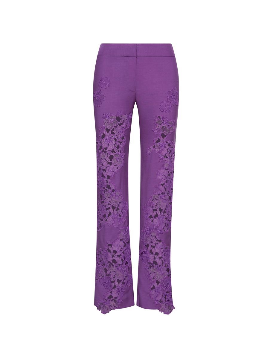 FLORAL GUIPURE INSET ANKLE PANTS - 1