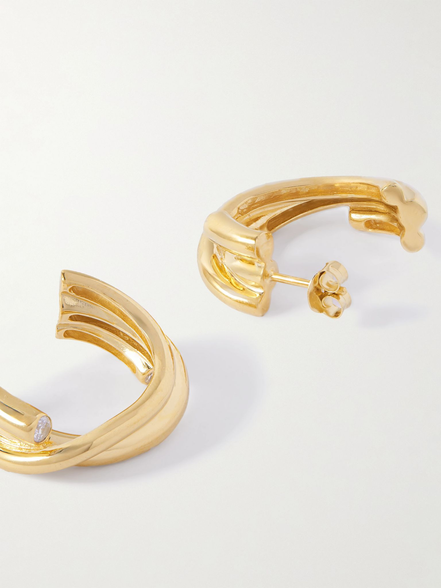 Recycled gold vermeil cubic zirconia earrings Gold - 3