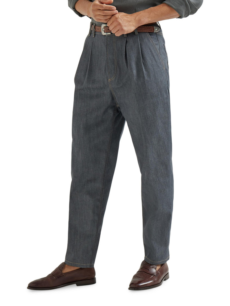 Men's Comfort Grayscale Denim Iconic Fit Five Pocket Trousers - Medium Grey 3