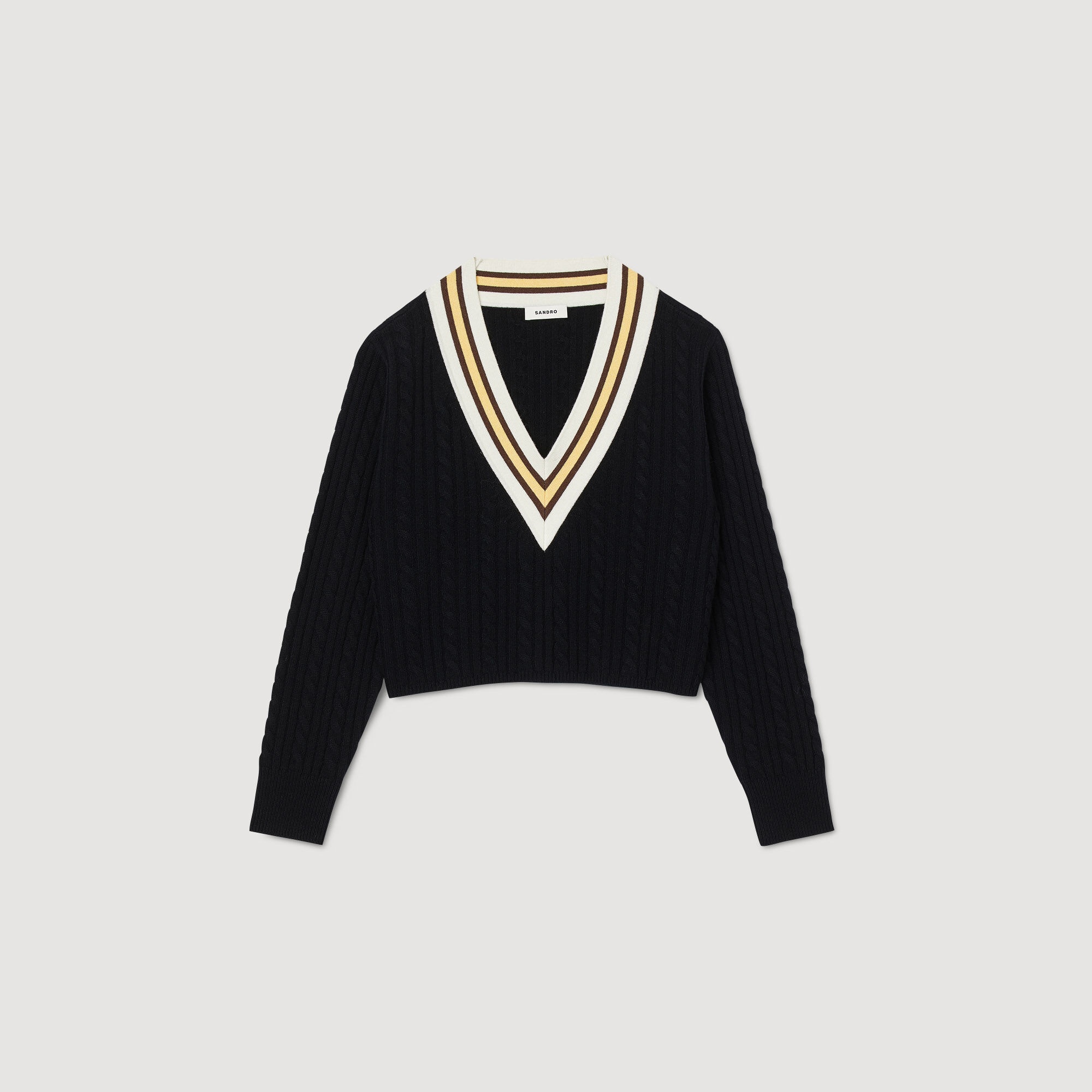 CONTRAST V-NECK JUMPER - 1