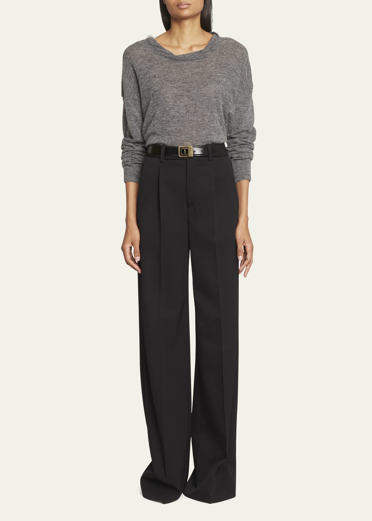 YSL Buckle Leather Belt - 2