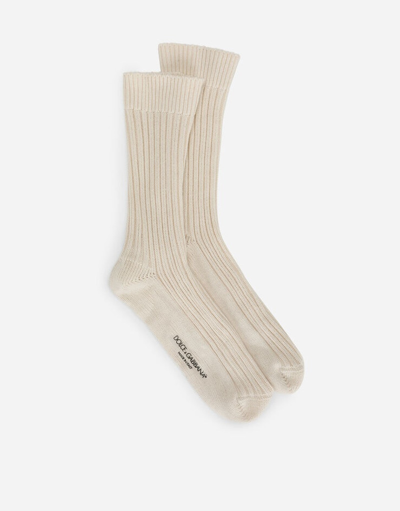 Ribbed cotton and wool socks 1