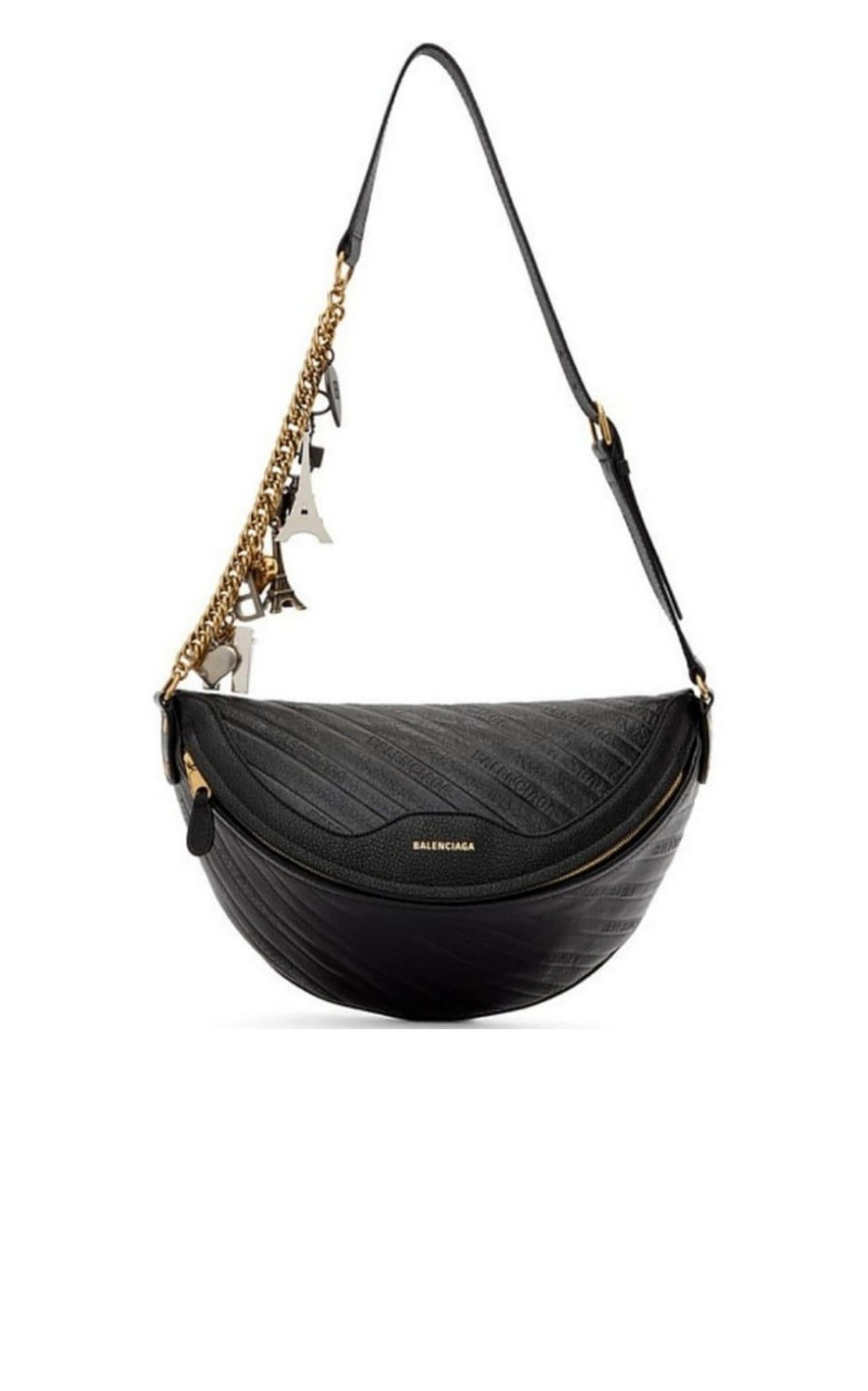 Black Leather Souvenir Belt Bag - 4