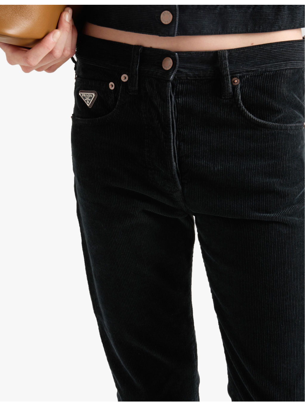 Logo-badge straight-leg corduroy cotton jeans - 4