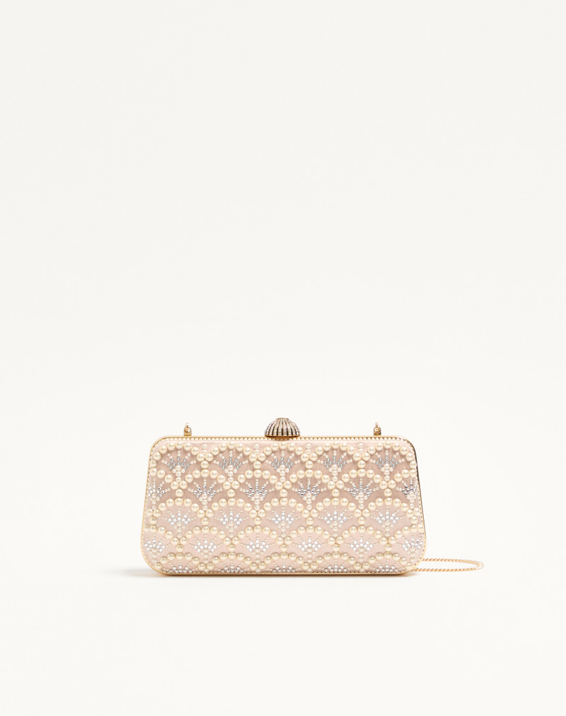 VALENTINO GARAVANI CARRY SECRETS SATIN MINAUDIERE WITH PEARLS AND RHINESTONES 1