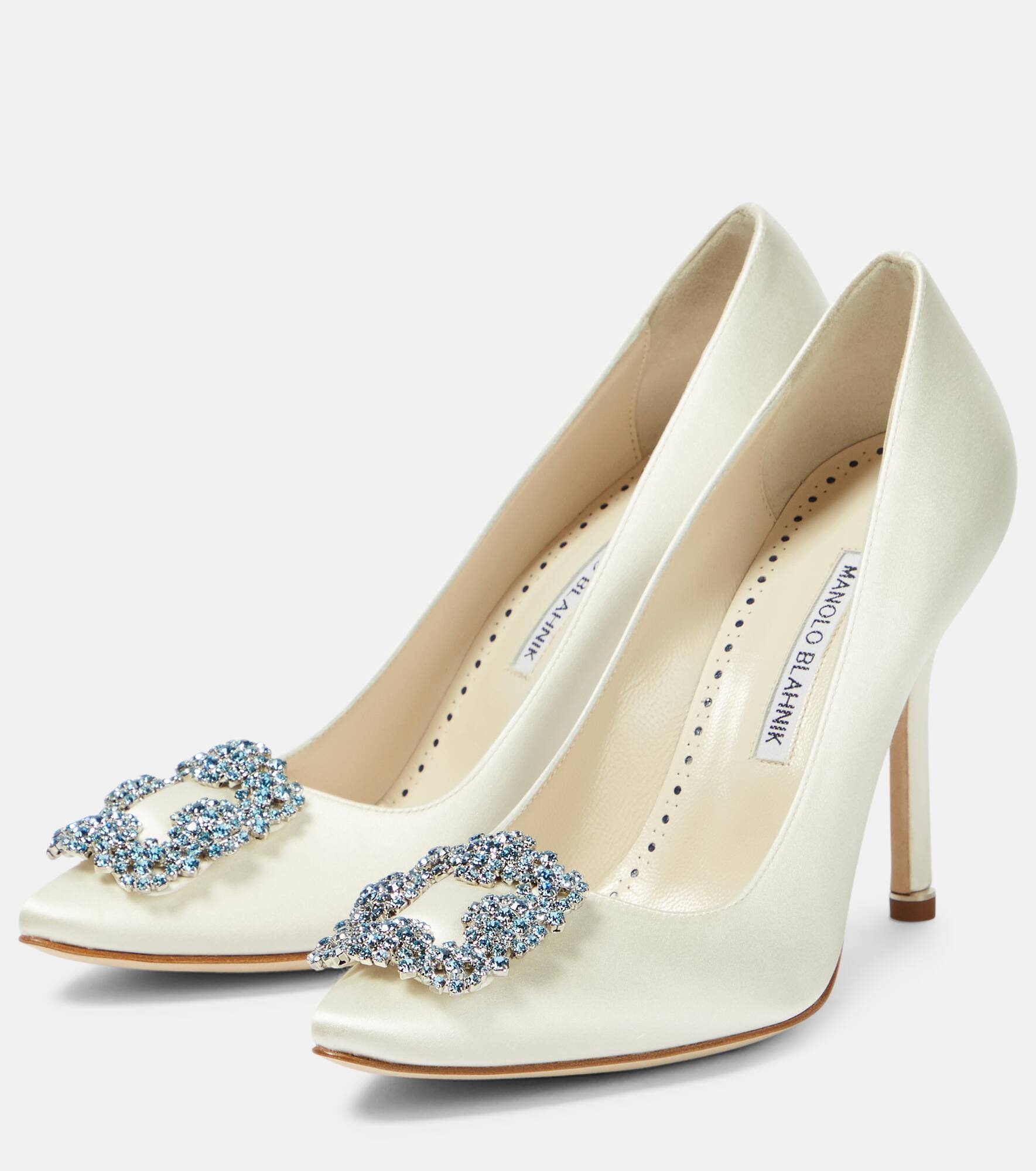 Bridal Hangisi 105 embellished satin pumps - 5